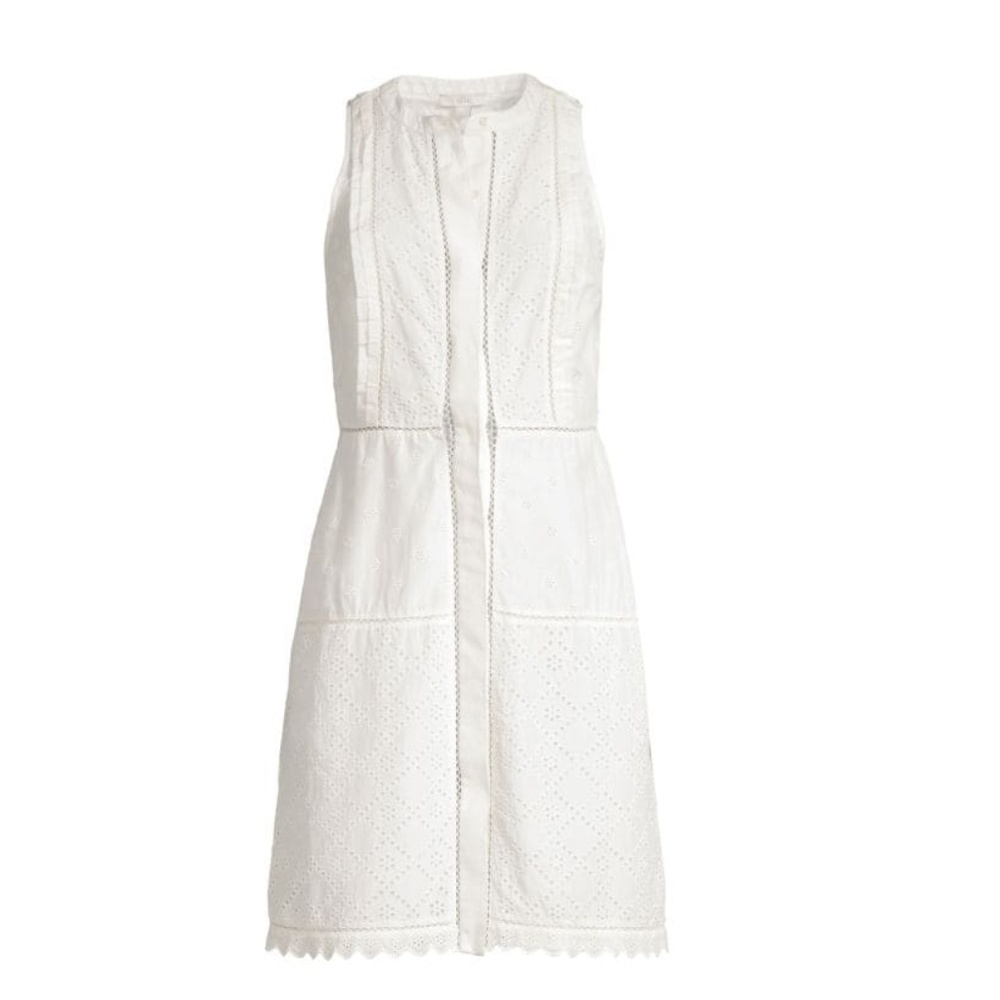 Joie - Zakari Eyelet Detail Cotton & Silk Dress